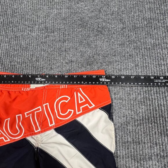 Nautica Boy Swim Trunks Shorts M (10/12) Orange Black US83 Colorblock Mesh Lined - Picture 6 of 14